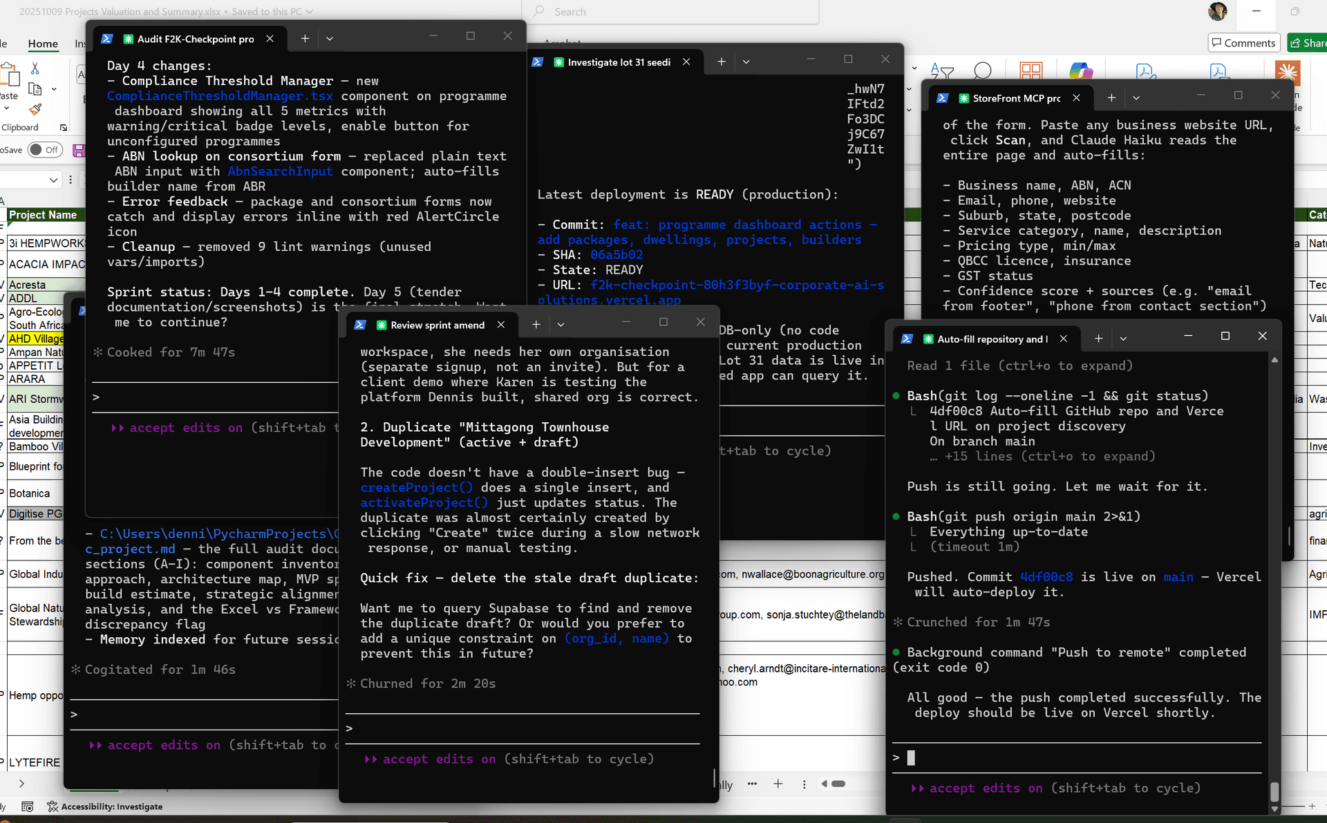Multiple Claude Code terminal windows competing for screen space